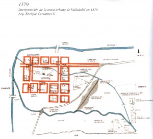 Interpretación de la traza urbana de Valladolid en 1579.
