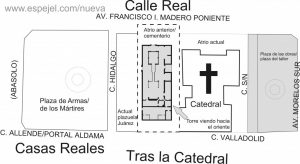 Probable ubicación de la Catedral Primitiva de Valladolid, con respecto de la actual