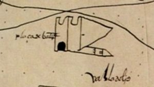 Acercamiento al plano de 1579-1580, donde se aprecia la Primitiva Catedral de Valladolid