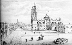 Litografía de la Catedral de Valladolid, principios del siglo XX