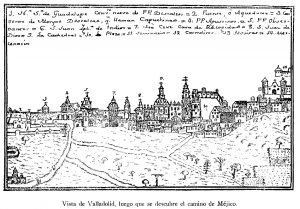 Vista de Valladolid desde el camino de Paztquaro a una legua, por Francisco de Ajofrín.