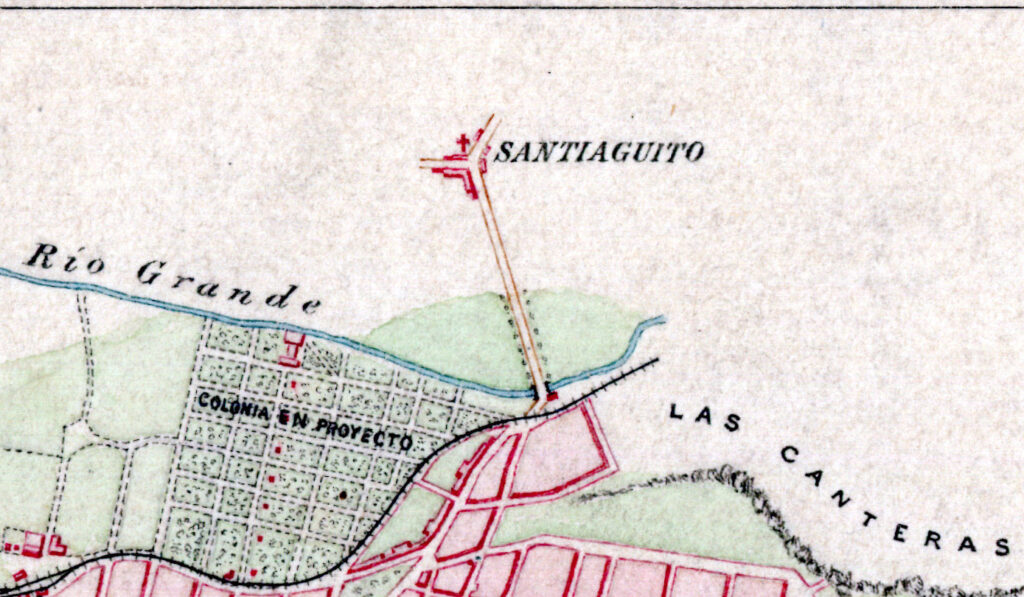 Fragmento del plano inserto dentro de la Carta General del Estado de Michoacán de 1898.